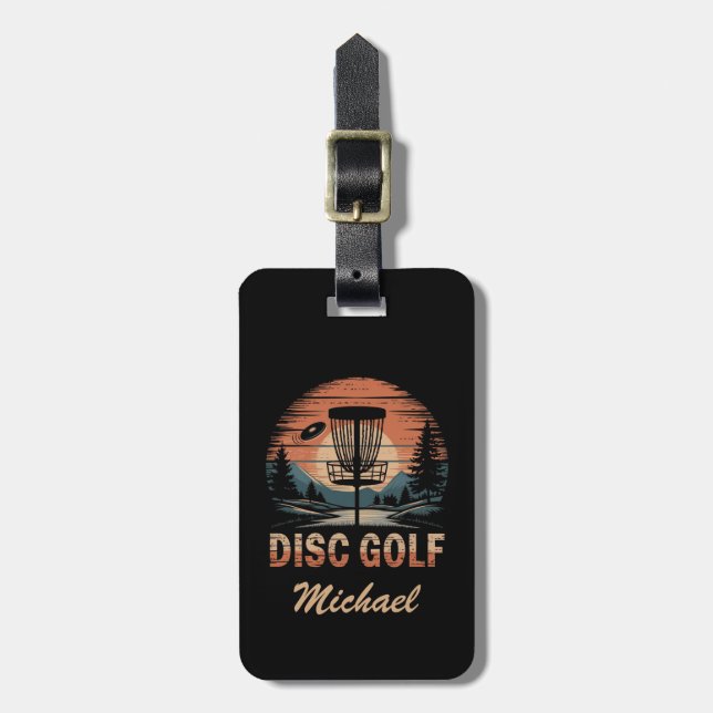 Personalized Vintage Frisbee Disc Golf Basket      Luggage Tag (Front Vertical)