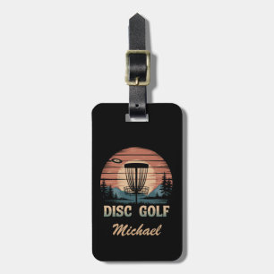 Personalized Vintage Frisbee Disc Golf Basket      Luggage Tag