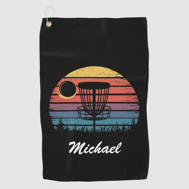 Personalized Vintage Frisbee Disc Golf Basket      Towel (Front)