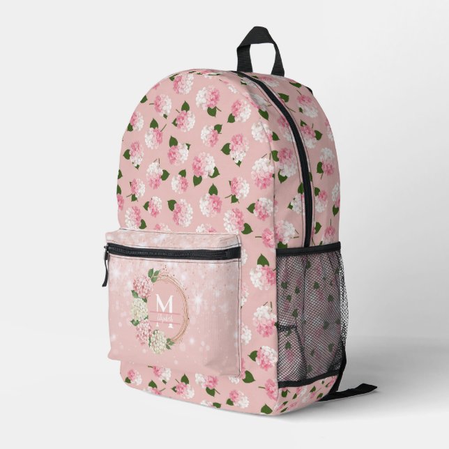 Personalized Vintage Garden Blossoms Printed Backpack (Back Corner Right)
