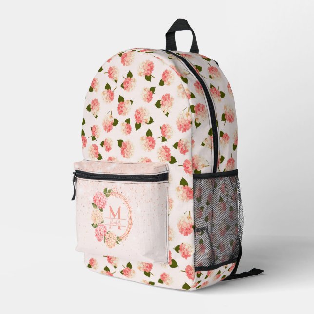 Personalized Vintage Garden Blossoms Printed Backpack (Back Corner Right)