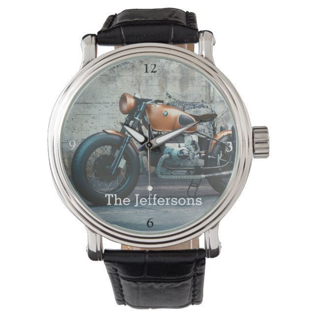 Personalized Vintage German Motorcycle Watch (Front)