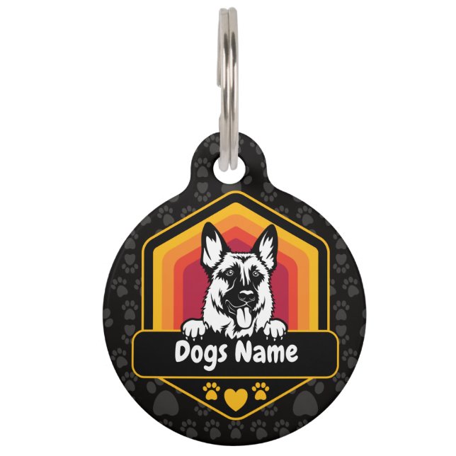 Personalized Vintage German Shepherd Dog Pet Tag (Front)