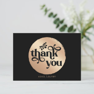 Personalized Vintage Gold Circle Flat Thank You Card