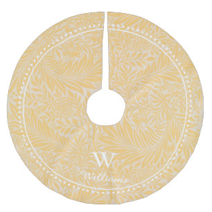 Personalized Vintage Gold Larkspur Flower Pattern Brushed Polyester Tree Skirt