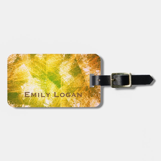 Personalized Vintage Gold luggage tag (Front Horizontal)