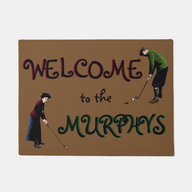 Personalized Vintage Golf Welcome Mat (Front)