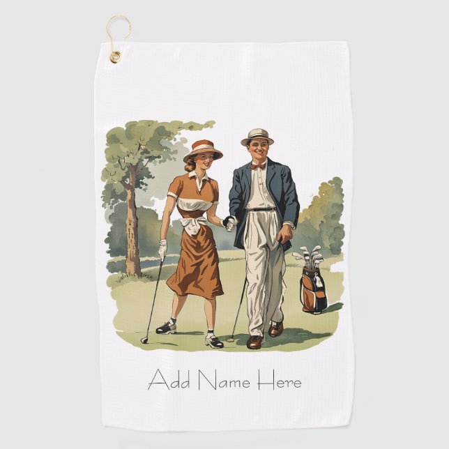 Personalized Vintage Golfers Golf Towel (Front)