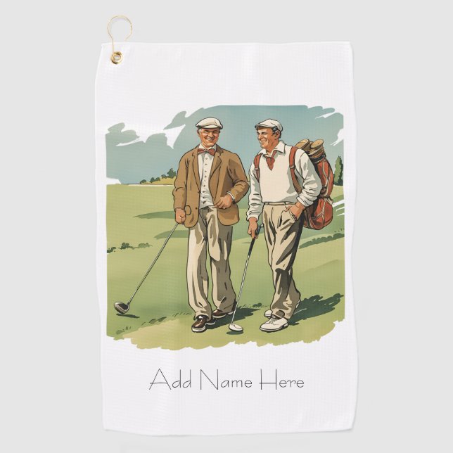Personalized Vintage Golfers Golf Towel (Front)