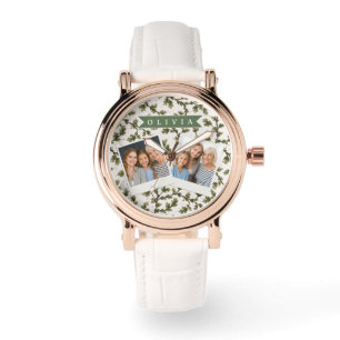 Personalized Vintage Green Garden Botanical Rustic Watch