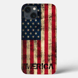 Personalized Vintage Grunge 'Merica Flag iPhone 13 Case