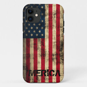 Personalized Vintage Grunge 'Merica Flag iPhone 11 Case