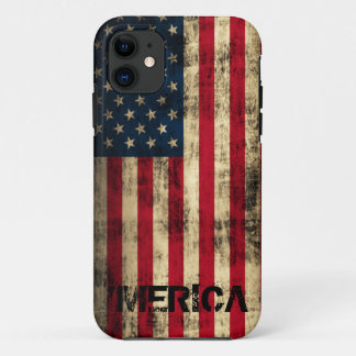 Personalized Vintage Grunge 'Merica Flag iPhone 11 Case