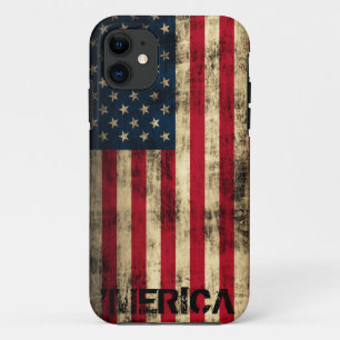 Personalized Vintage Grunge 'Merica Flag iPhone 11 Case