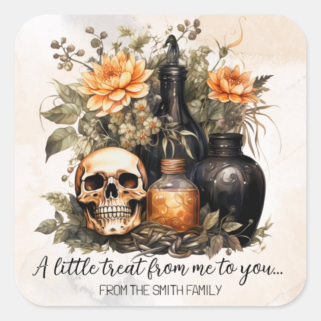Personalized Vintage Halloween Square Sticker (Front)