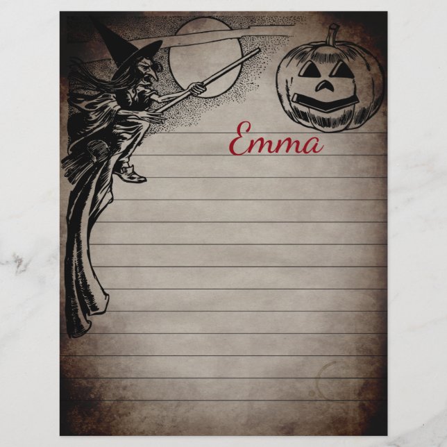 Personalized Vintage Halloween Theme Writing Paper (Front)