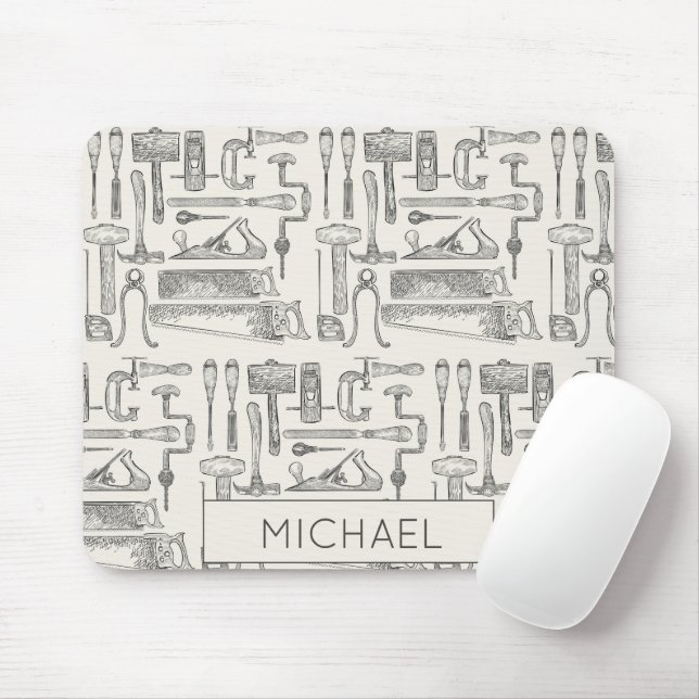 Personalized Vintage Hand Tools Carpenter Handyman Mouse Pad (With Mouse)