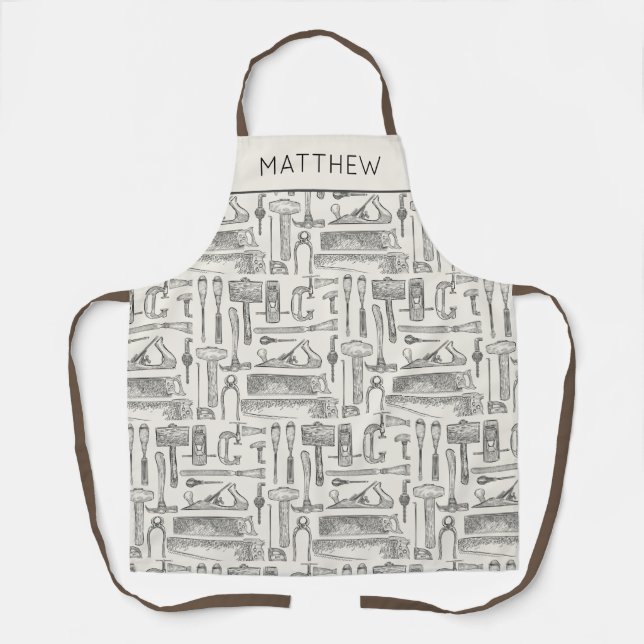 Personalized Vintage hand Tools  Patterned Apron (Front)