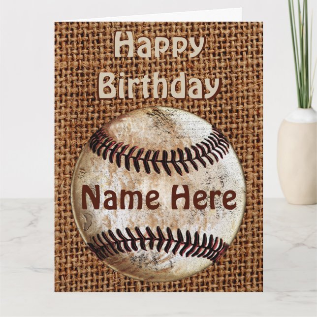 Personalized Vintage Happy Birthday Baseball Cards (Front)