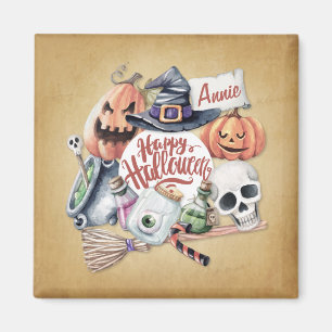 Personalized Vintage Happy Halloween Magnet