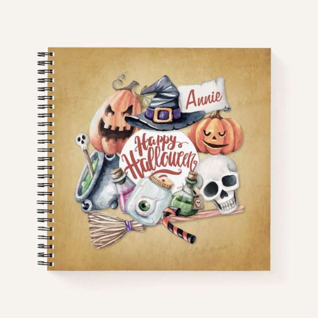 Personalized Vintage Happy Halloween | Notebook (Front)