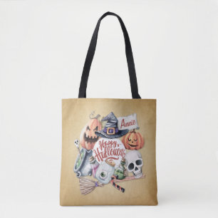 Personalized Vintage Happy Halloween Tote Bag