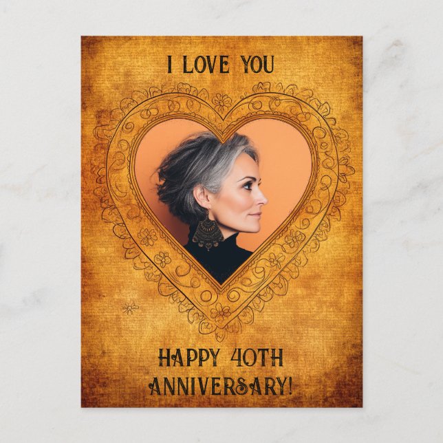 Personalized Vintage Heart Frame Postcard (Front)