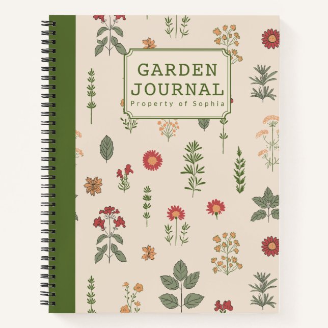 Personalized Vintage Herbal Garden | Rustic Notebook (Front)