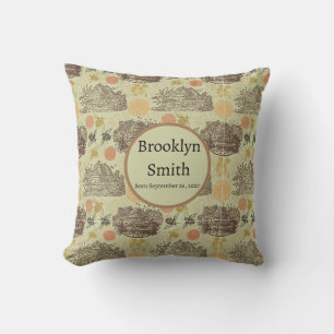 Personalized Vintage Honey Bumblebee Sage Throw Pillow