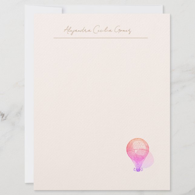 Personalized Vintage Hot Air Balloon Letterhead (Front)