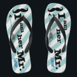 Personalized Vintage I am Her Mr. Stripes Flip Flops<br><div class="desc">Personalized Vintage I am Her Mr. Stripes Pattern - Photo Props! Honeymoon Beach Attire</div>
