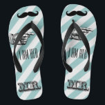 Personalized Vintage I am Her Mr. Stripes Flip Flops<br><div class="desc">Personalized Vintage I am Her Mr. Stripes Pattern - Photo Props! Honeymoon Beach Attire</div>