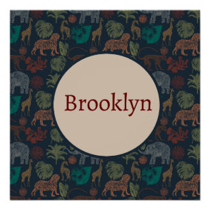 Personalized Vintage Jungle Safari  Poster