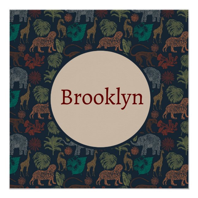 Personalized Vintage Jungle Safari  Poster (Front)