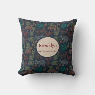 Personalized Vintage Jungle Safari Throw Pillow