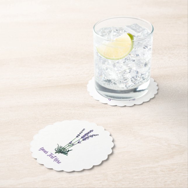 Personalized Vintage Lavender Flower Paper Coaster (Insitu)