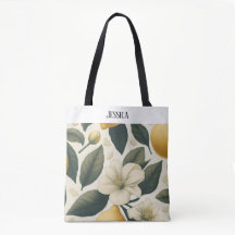 personalized vintage lemons tote bag 
