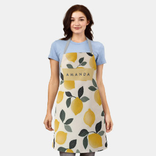 Personalized Vintage Lemons with Green Leaves Apron