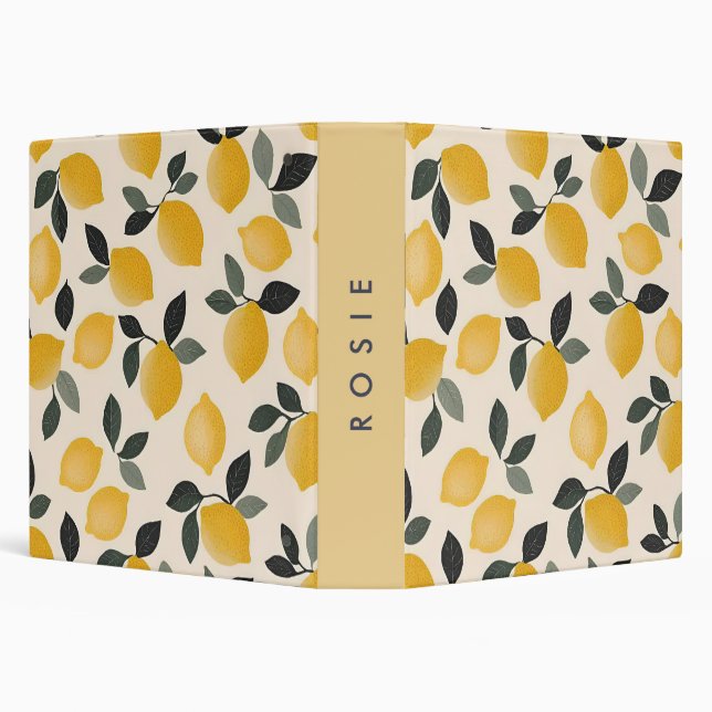 Personalized Vintage Lemons with Green Leaves Binder (Background)