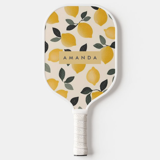 Personalized Vintage Lemons with Green Leaves Pickleball Paddle (Front)
