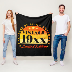 Personalized Vintage Limited Edition Birthday Fleece Blanket