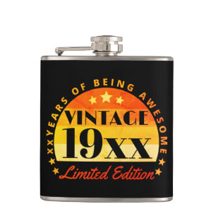 Personalized Vintage Limited Edition Birthday  Hip Flask