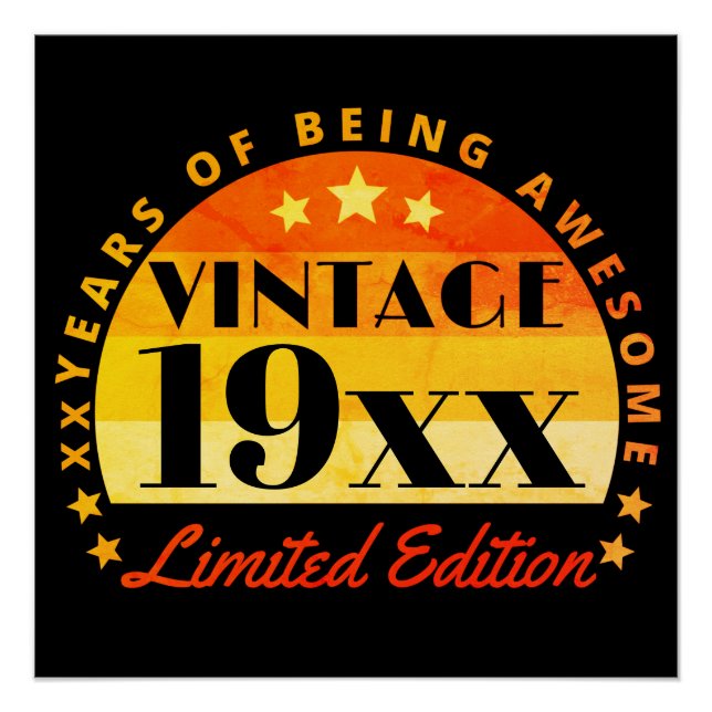 Personalized Vintage Limited Edition Birthday Poster (Front)