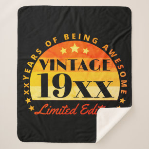 Personalized Vintage Limited Edition Birthday Sherpa Blanket