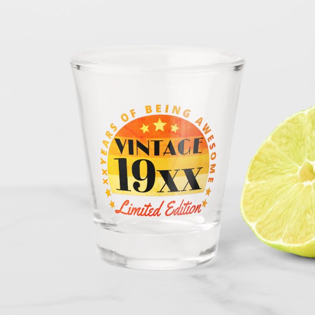Personalized Vintage Limited Edition Birthday  Shot Glass (Front)