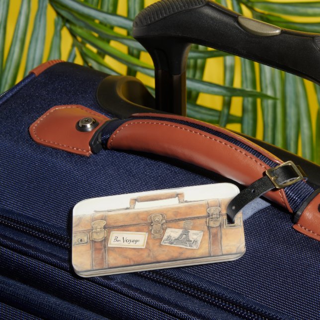 Personalized Vintage Luggage Tag (Front Insitu 3)