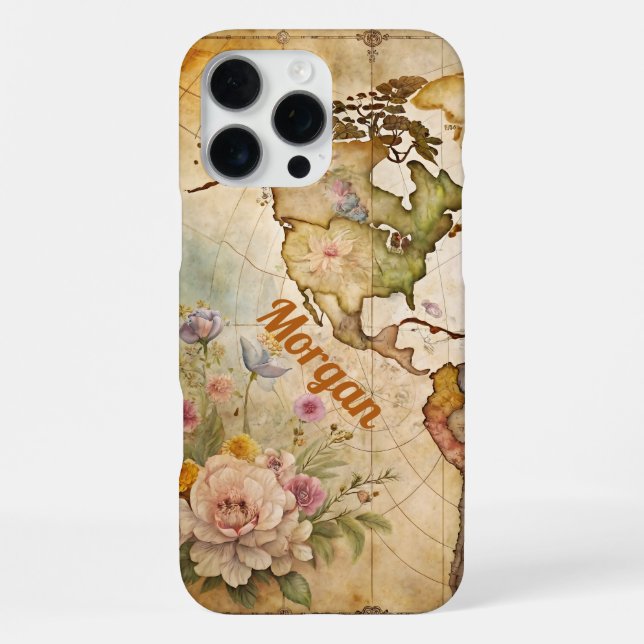 Personalized Vintage Map iPhone Case (Back)