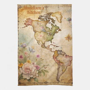 Personalized Vintage Map Kitchen Towel