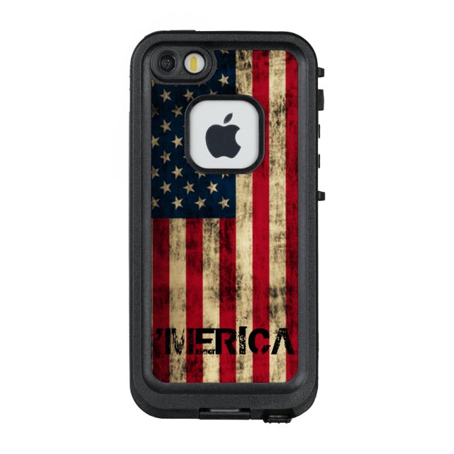 Personalized Vintage 'Merica Flag LifeProof iPhone Case (Back)