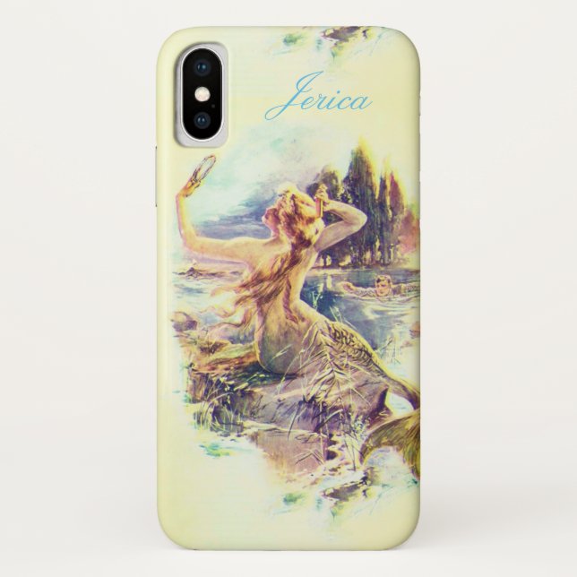 Personalized Vintage Mermaid Illustration Case-Mate iPhone Case (Back)